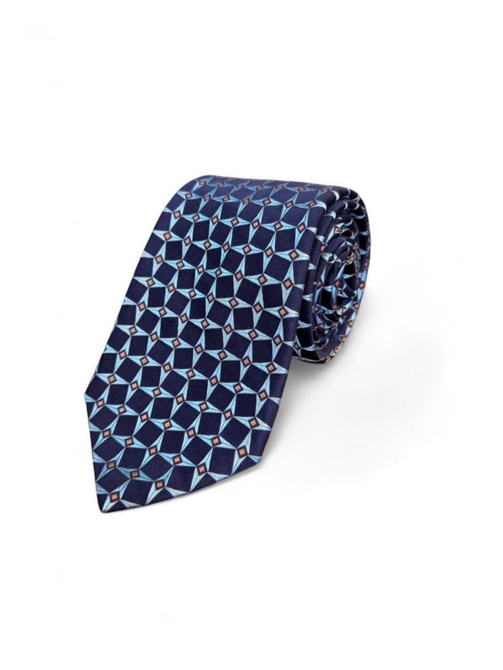 Ted Baker London 100% Silk Tie Blue Geometric Pattern Designer Necktie